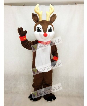 Blinker Deer with Red Nose Christmas Mascot Costume