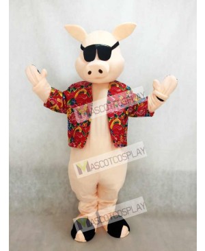 Pig Piglet Hog with Shirt & Sunglasses Mascot Costume
