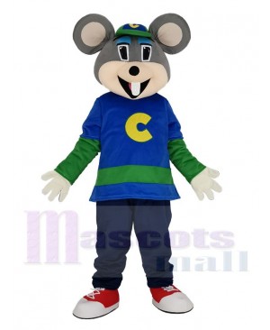 Funny Chuck E. Cheese Mouse with Green Hat Mascot Costume