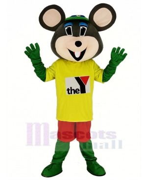 Chuck E. Cheese Mascot Costume Mouse with Yellow T-shirt Cartoon