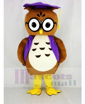 Brown Owl with Vest Mascot Costume Animal