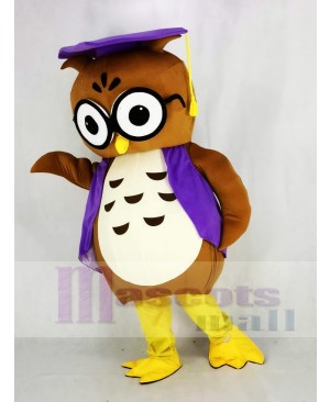 Brown Owl with Vest Mascot Costume Animal