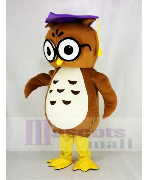 Brown Owl with Purple Cap Mascot Costume Animal