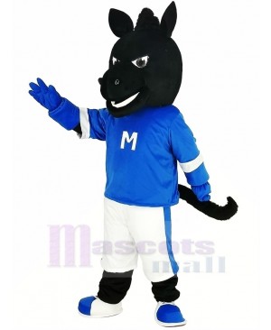Black Horse with Blue Coat Mascot Costume Animal