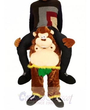 Piggyback Monkey Carry Me Ride Brown Monkey with Green Leaves Mascot Costume