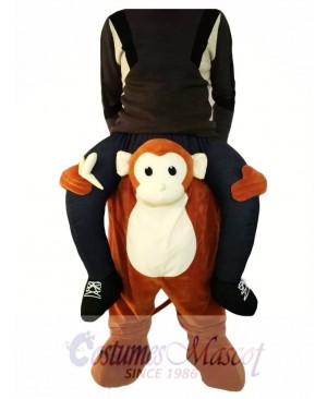 Piggyback Monkey Carry Me Ride Brown Monkey with a Banana Mascot Costume