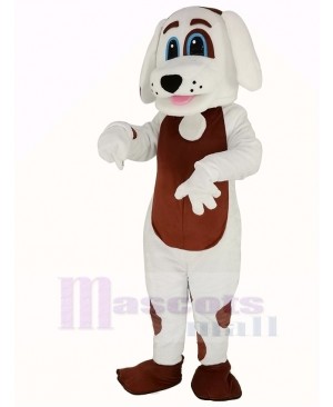White Dog with Brown Belly Mascot Costume