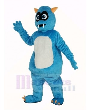Fluffy Blue Monster Mascot Costume Cartoon