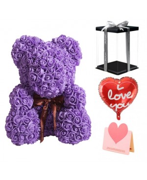 Purple Rose Teddy Bear Flower Bear Best Gift for Mother's Day, Valentine's Day, Anniversary, Weddings and Birthday