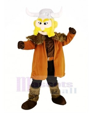 Thor the Giant Viking Mascot Costume with Silver Hemlet