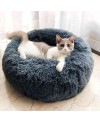 Long Plush Super Soft Pet Round Bed Improved Sleep for Cats Small Medium Dogs