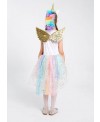 5-12Y Girl Unicorn Fancy Dress Costumes Rainbow Sequined Tutu Wedding Party Princess Dress with Hair Hoop Wings Set for Cosplay