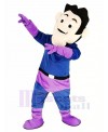 Super Hero in Purple and Blue Coat Mascot Costume People