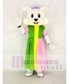 Realistic Easter Bunny Rabbit in Colorful Dress Mascot Costume Cartoon