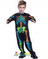 Carnival Anime Costume Halloween For Kids Scary Boy Skeleton Costume Black Pyjama Jumpsuit  Cosplay 