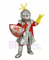 Silver Knight with Red Cloak Mascot Costume People