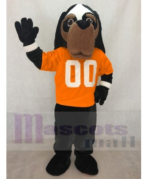 Volunteer Dog Mascot Costume Animal in Orange T-shirt