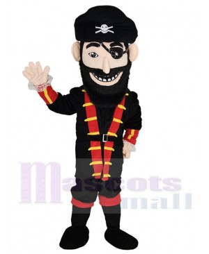 Happy Blackbeard Pirate Mascot Costume People