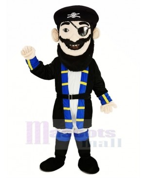 Beard Pirate in Blue Coat Mascot Costume People