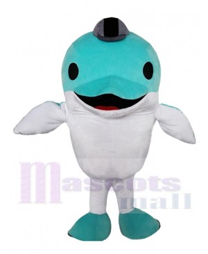 Cute Blue Dolphin Mascot Costume Marine Animal