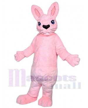 Pink Bunny Mascot Costume with Black Nose Animal
