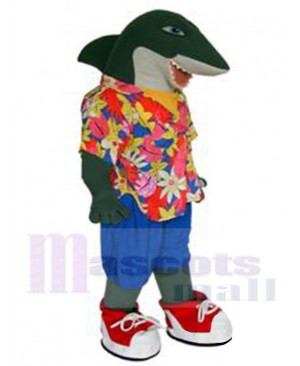 Shark Mascot Costume Animal in Floral Shirt