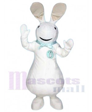 White Pat the Bunny Mascot Costume Cartoon