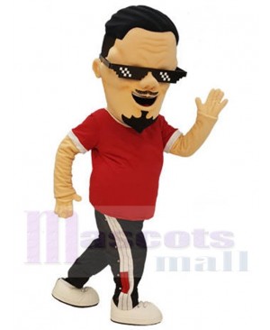 Red and Black Casual Outfit Man Mascot Costume People