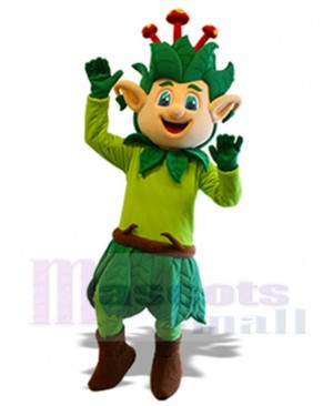 Green Leaves Elf Mascot Costume Cartoon