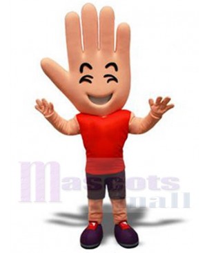 Smiling Palm Hand Mascot Costume Cartoon