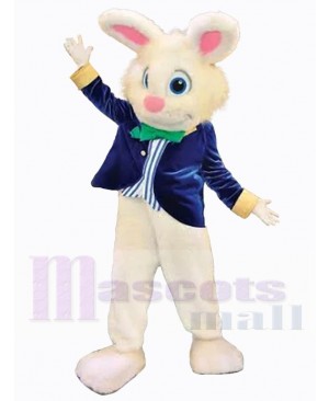 Easter Bunny Mascot Costume Animal in Blue Suit