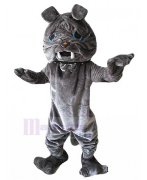 Gray Fur Shar Pei Dog Mascot Costume with Blue Eyes Animal