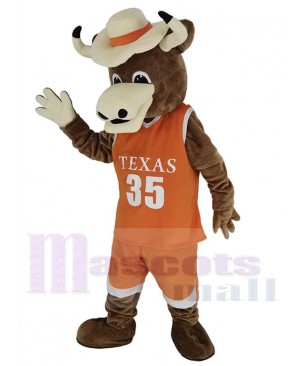 Texas Longhorns Bull Mascot Costume  in Orange Jersey Animal