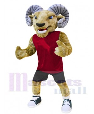 Burgandy T-shirt Ram Mascot Costume For Adults Mascot Heads