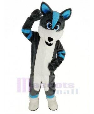 Blue and Gray Husky Dog Fursuit Mascot Costume
