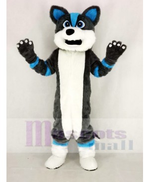 Cute Gray and Blue Husky Dog Fursuit Mascot Costume Animal