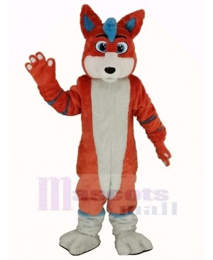 Orange and Blue Husky Dog Fursuit Mascot Costume