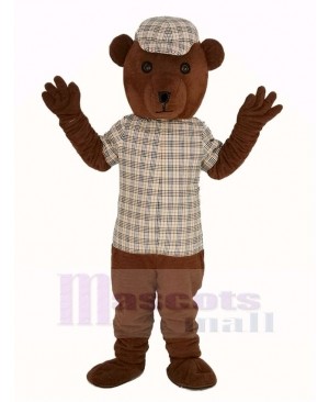 Teddy Bear in Striped Clothes Mascot Costume Cartoon