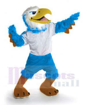 Light Blue and White Eagle Mascot Costume Animal