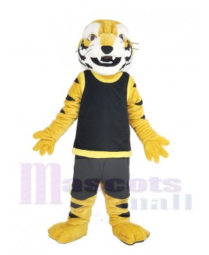 Fierce Tiger in Black Vest Mascot Costume Animal