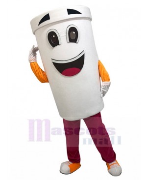 White Drink Cup Mascot Costume Cartoon