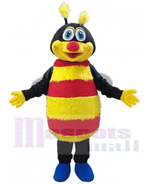 Happy Red Nose Bee Mascot Costume Insect
