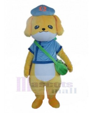 Yellow Dog Mascot Costume Animal with Green Bag
