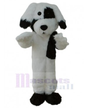 Black and White Plush Dog Mascot Costume Animal