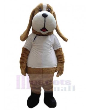 Hound Dog Mascot Costume Animal in White T-shirt