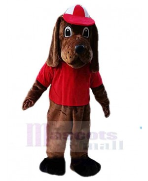 Brown Beagle Dog Mascot Costume Animal in Red T-shirt