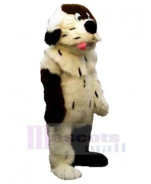 Soft and Hairy White and Brown Dog Mascot Costume Animal