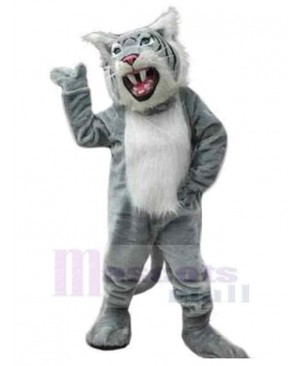Fierce Wildcat Mascot Costume Animal with Sharp Teeth