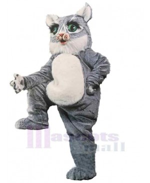 Alley Gray Cat Mascot Costume Animal with Green Eyes