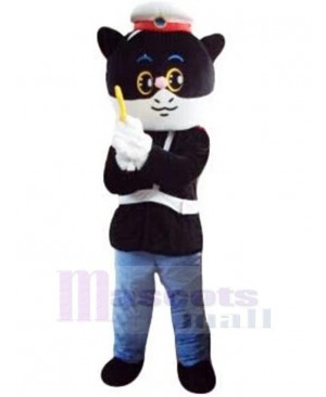 Cool Black Cat Sheriff Mascot Costume Cartoon